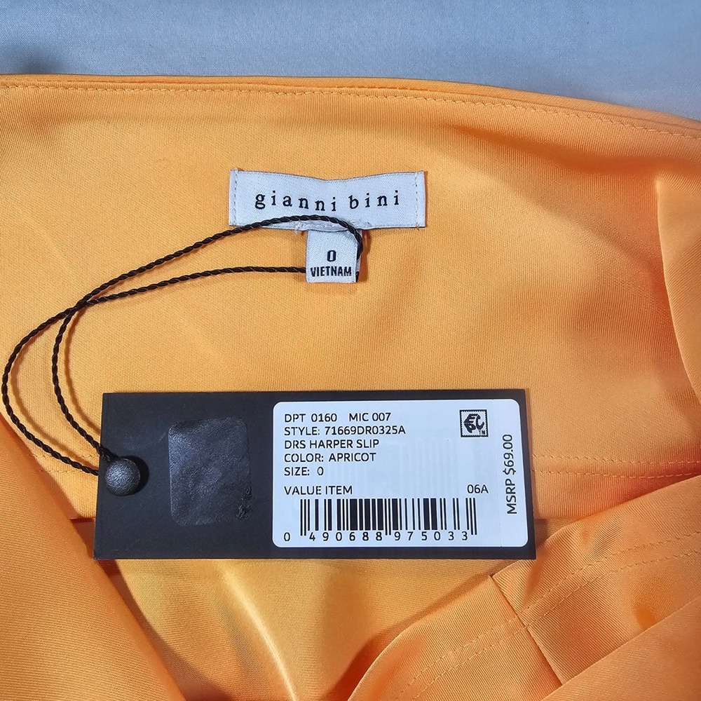 Gianni Bini Size 0 Apricot Yellow Harper Slip Dress Spaghetti Strap NWT 1527 - Picture 3 of 6